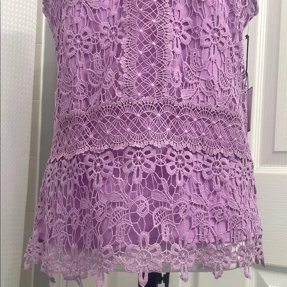 Laundry By Shelli Segal Purple Lace Sleeveless Blouse. Fitted Sz S - Picture 3 of 10